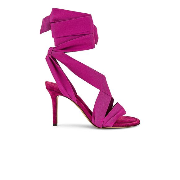 Isabel Marant Arieli Ribbon Strap Sandals 9 Ankle Wrap Tie Strappy Fuchsia Italy - Picture 1 of 14